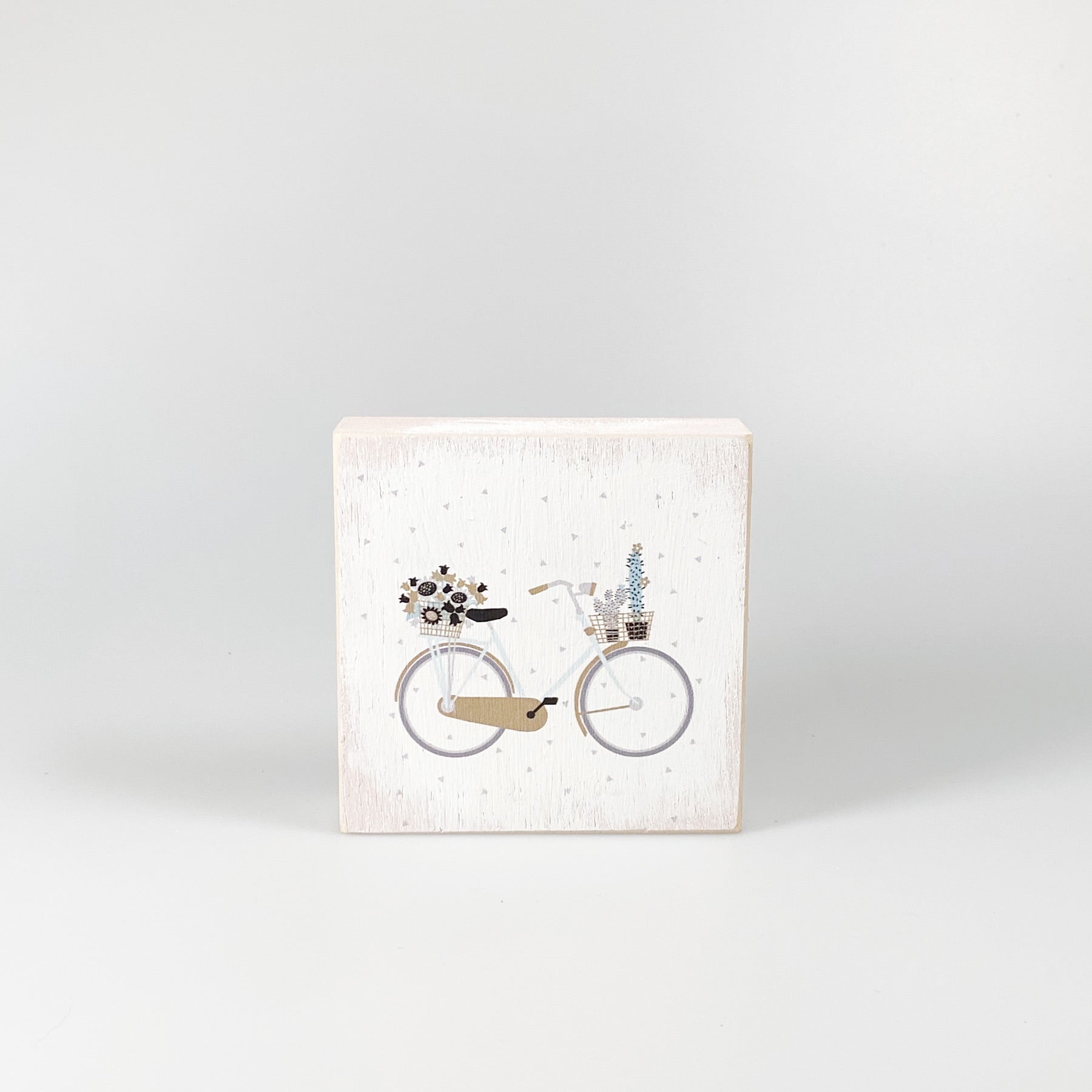 Kleines Holzbild "Bicycle" weiß