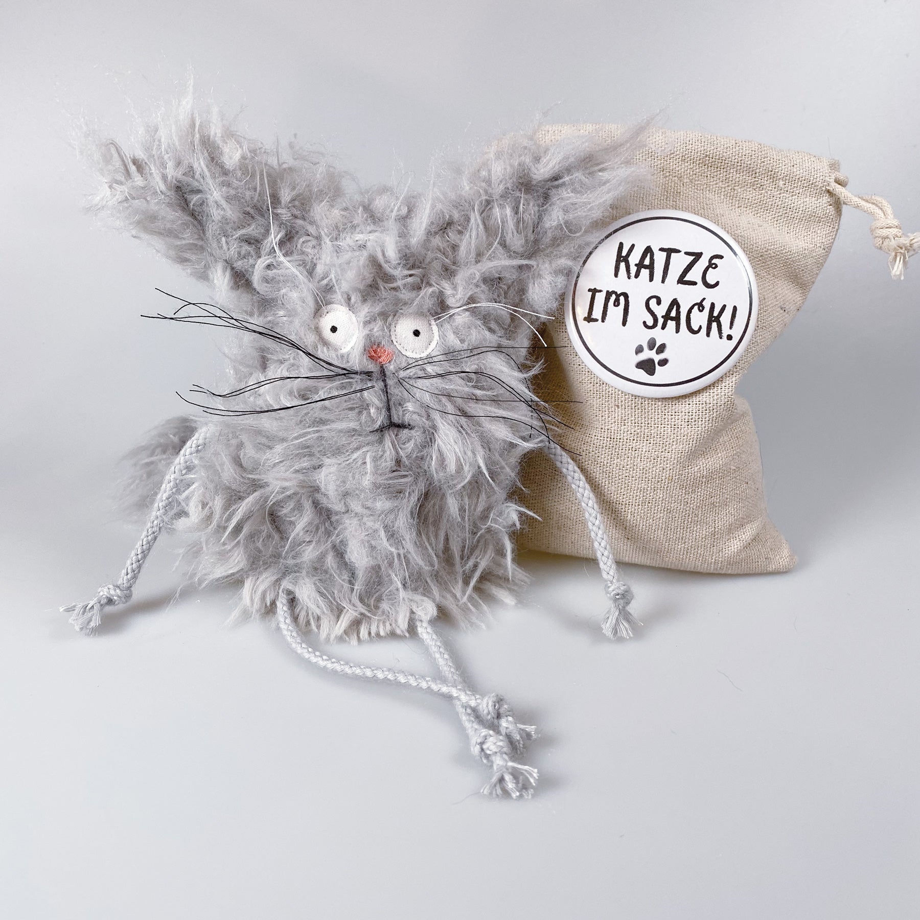 Cuddly toy cat in a sack “Per-Olof”