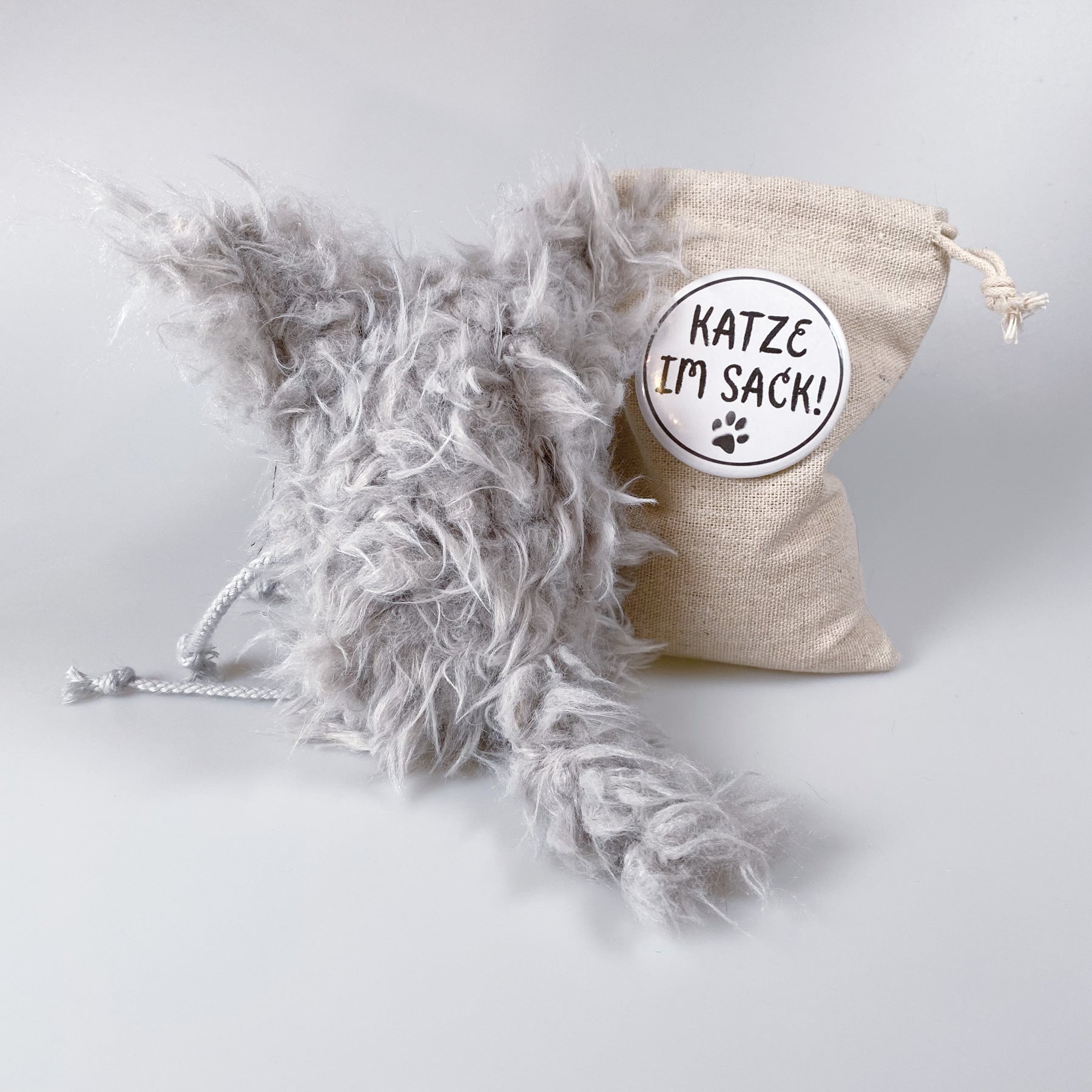 Cuddly toy cat in a sack “Per-Olof”
